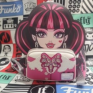Loungefly Pink, Black & White Character Backpack with Jeweled Bow Pocket
